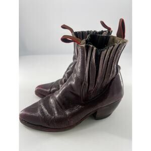 Vintage Cowboy Boots Womens Size 7 Red Leather Chelsea Slip On Comfort